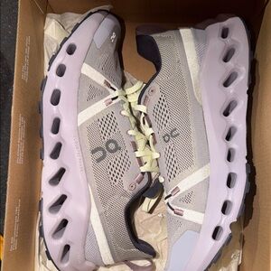 On Running Cloudmonster Women's Sneakers in Lavender and Cream